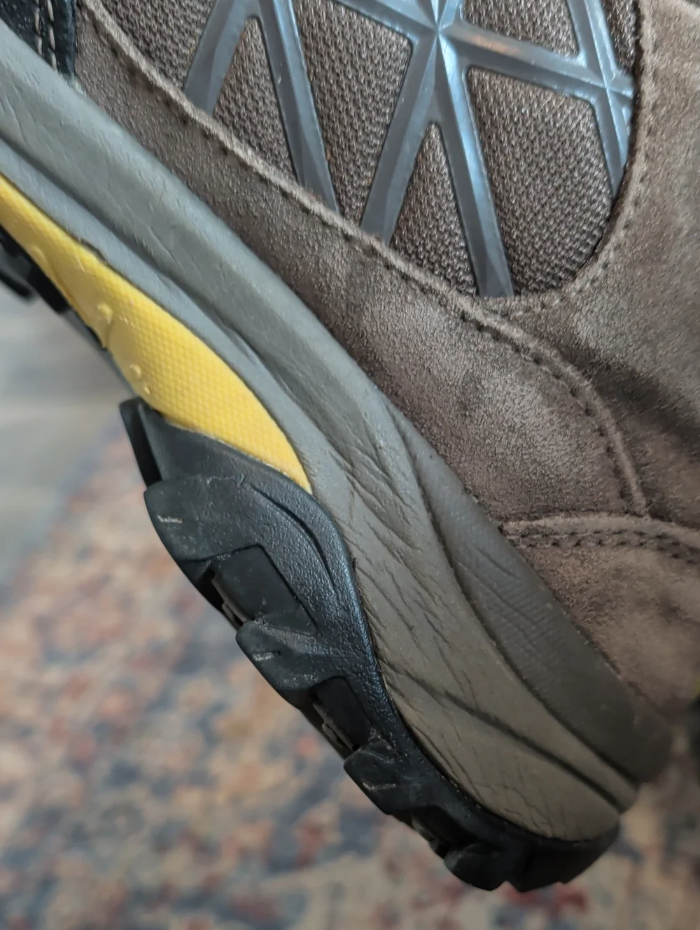 The North Face Men’s Brown Trail Hiking Shoes with Yellow Accents